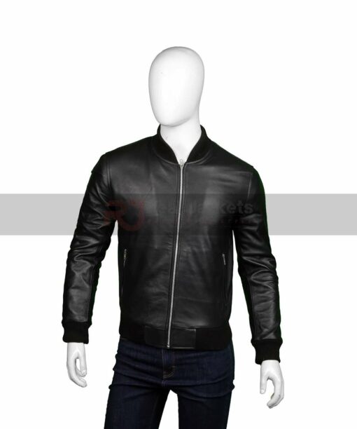 Mens Leather Bomber Jacket