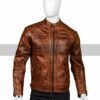 Shoulder Design Brown Leather Jacket
