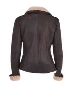 Womens Shearling Leather Brown Jacket