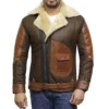 Men Brown Shearling Leather Jacket