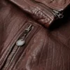 Brown Leather 70’s Cracked Pattern Jacket