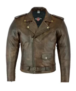 Men's Brown Leather Motorcycle Jacket