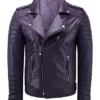 Mens Biker Puple Leather Jacket