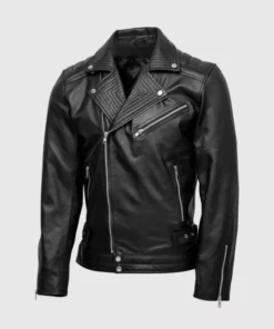 Mens Quilted Biker Leather Jacket