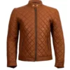 Quilted Brown Biker Leather Jacket