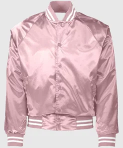 Pink Satin Bomber Jacket