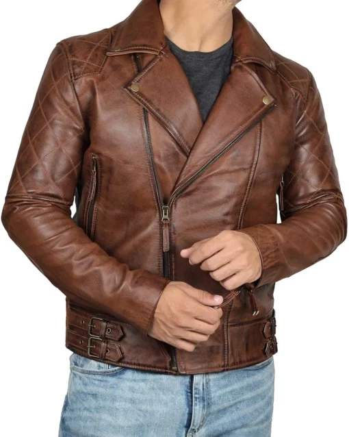 Real Lambskin Leather Biker Style Motorcycle Jacket