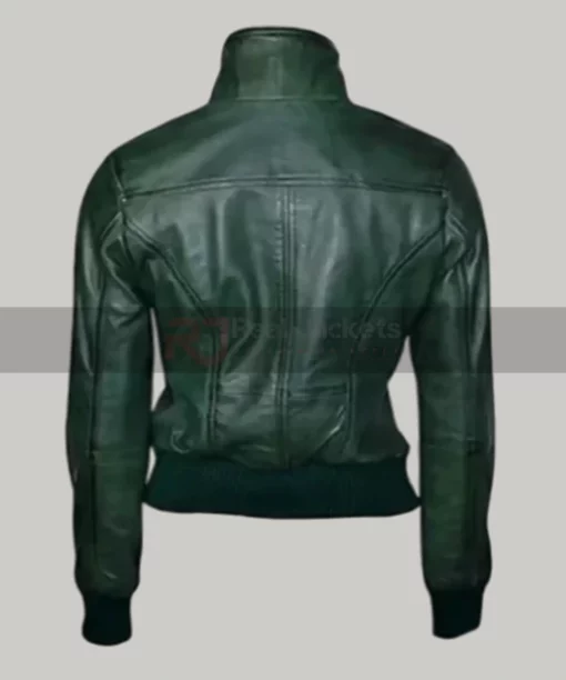 Women Green Flight Leather Jacket