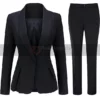 Womens 2 Piece Black Plain Suit