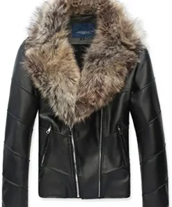 Womens Faux Leather Shearling Jacket