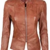 Womens Motorcycle Brown Jacket